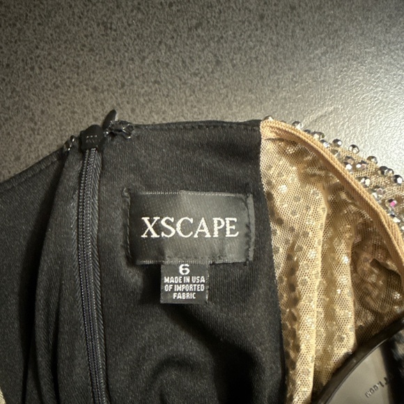 Black Formal Gown with Silver Embellished Side Panels – Xscape - Picture 3 of 3